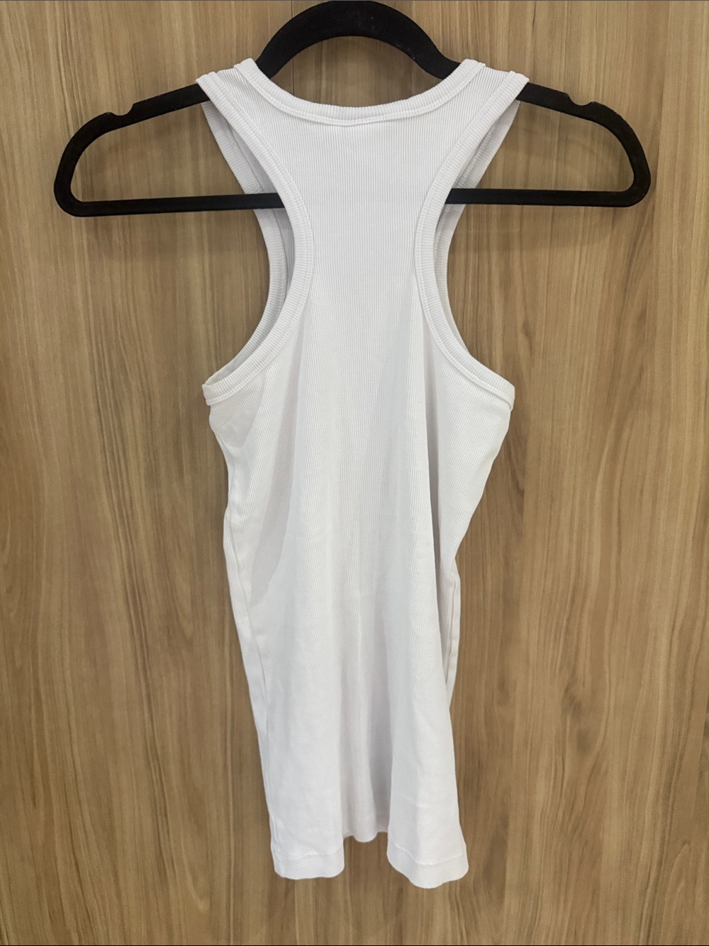 Women's White Ribbed Racerback Tank Top - Picture 4 of 4